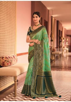 Green Pure Dola Silk Saree